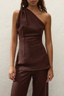 Agua Linen Top / Carob
