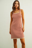 Sleeveless Knit Mini Dress / Rust
