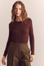 Wool Blend Lightweight Crew Neck / Chestnut