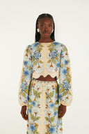 Long Sleeve Blouse / Blue Garden Scarf