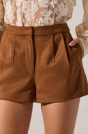 Faux Suede Shorts / Camel