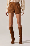 Faux Suede Shorts / Camel