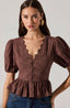 Arely Peplum Top / Brown