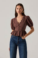 Arely Peplum Top / Brown