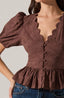 Arely Peplum Top / Brown