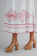 Embroidered Midi Dress / White