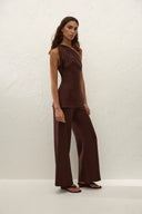 Agua Linen Top / Carob