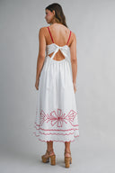 Embroidered Midi Dress / White