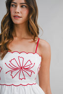 Embroidered Midi Dress / White