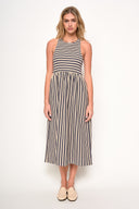 Renzo Stripe Midi Dress / Navy