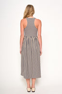 Renzo Stripe Midi Dress / Navy