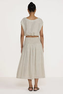 Organic Linen Smocked Easy Skirt/ Natural
