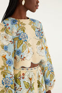 Long Sleeve Blouse / Blue Garden Scarf