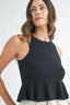 Sleeveless Peplum Knit Top / Black