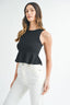 Sleeveless Peplum Knit Top / Black