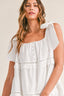 Tiered Ruffle Midi Dress / Off White