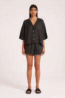 Linen Lounge Shirt / Coal