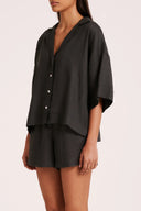 Linen Lounge Shirt / Coal