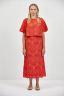 Cannes Eyelet Skirt / Red