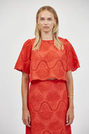 Cannes Eyelet Top / Red