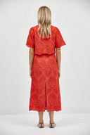 Cannes Eyelet Skirt / Red