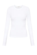 Organic Rib Long Sleeve Tee / White