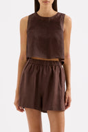 Sian Linen Tank / Chocolate