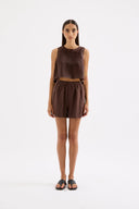 Sian Linen Tank / Chocolate