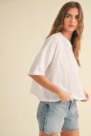 Cotton Linen Boxy Tee / White