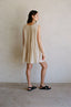 Pleated Linen Sleeveless Mini Dress / Beige