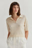 Pointelle Knit Polo Top / Cream