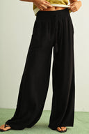 Wide Leg Pull On Pants / Black