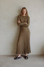 Knit Ribbed Maxi Dress / Brown