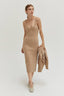 Ribbed Sweater Dress Set / Beige