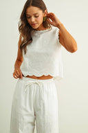 Embroidered Sleeveless Top / Ivory