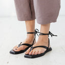 Isla Leather Wrap Sandal / Black