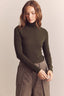 Wool Blend Lightweight Turtleneck / Dark Olive