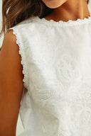 Embroidered Sleeveless Top / Ivory