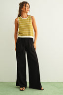 Wide Leg Pull On Pants / Black