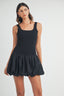 Bubble Hem Mini Dress / Black