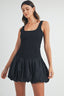 Bubble Hem Mini Dress / Black