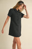 Tweed Collared Mini Dress / Black