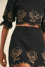 Embroidered Crop Top & Mini Skirt Set / Black