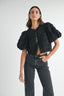 Puff Sleeve Scalloped Top / Black